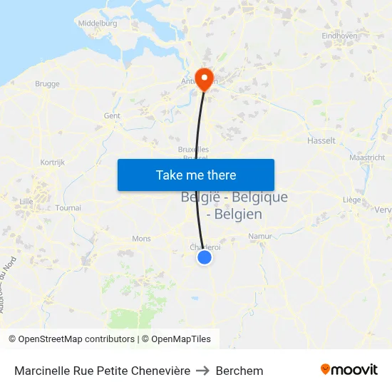 Marcinelle Little Hemp Street to Berchem map