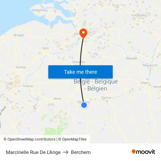 Marcinelle Angel Street to Berchem map