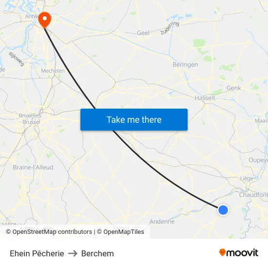 Ehein Pêcherie to Berchem map