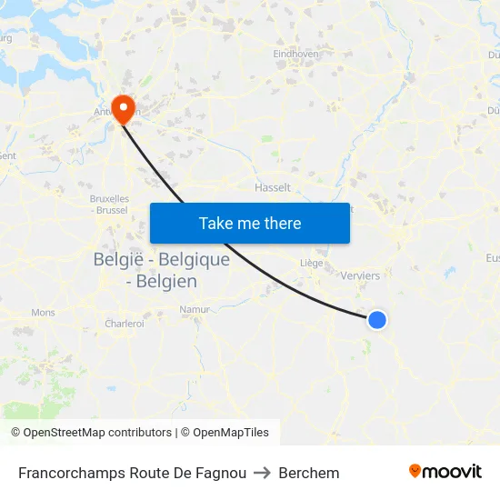 Francorchamps Route De Fagnou to Berchem map
