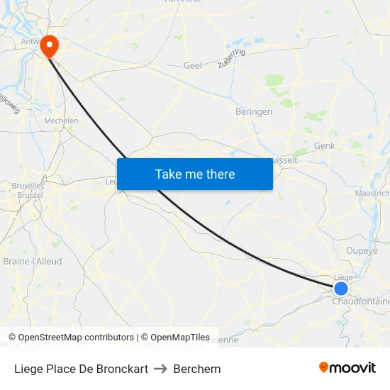 Liege Place De Bronckart to Berchem map