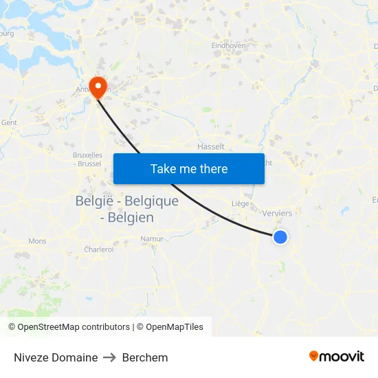 Niveze Domaine to Berchem map