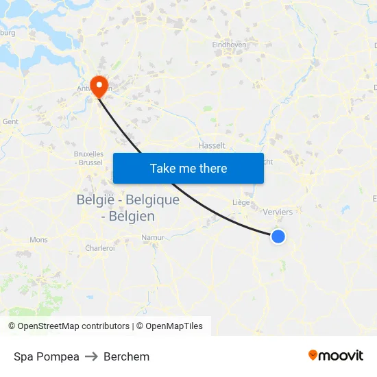 Spa Pompea to Berchem map