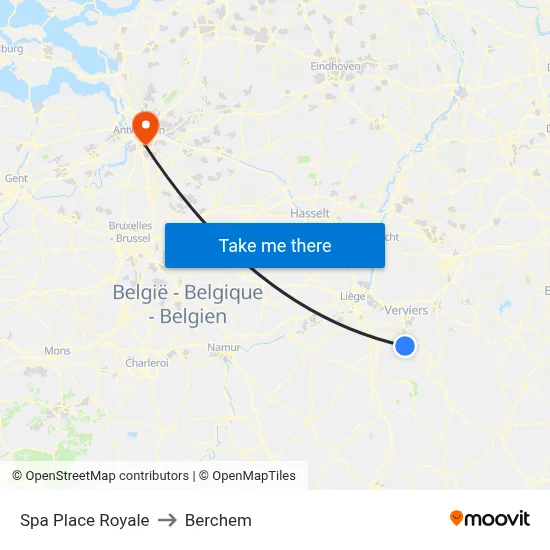 Spa Place Royale to Berchem map