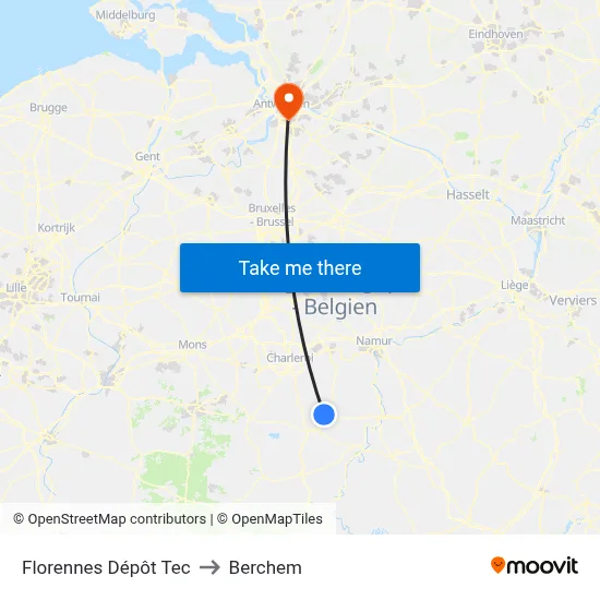 Florennes Dépôt Tec to Berchem map