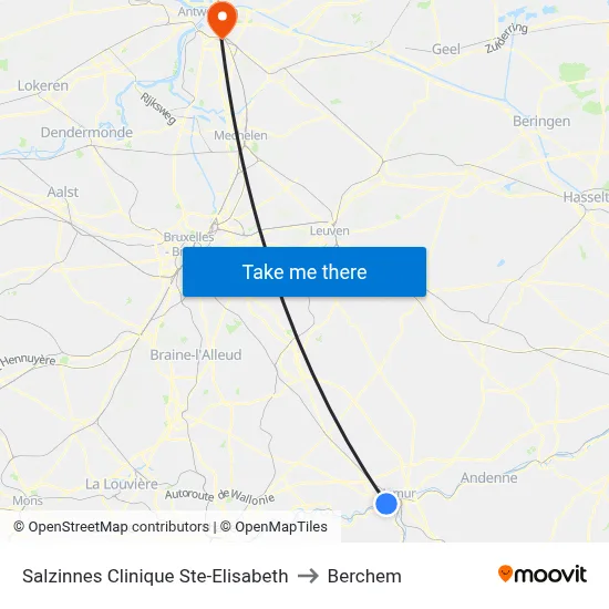 Salzinnes Clinique Ste-Elisabeth to Berchem map