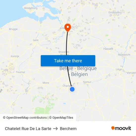 Chatelet Rue De La Sarte to Berchem map