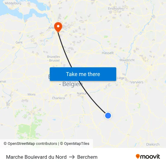 Marche Boulevard du Nord to Berchem map