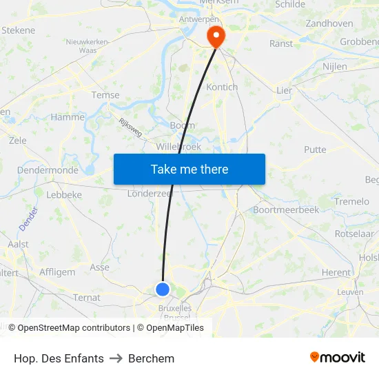 Hop. Des Enfants to Berchem map