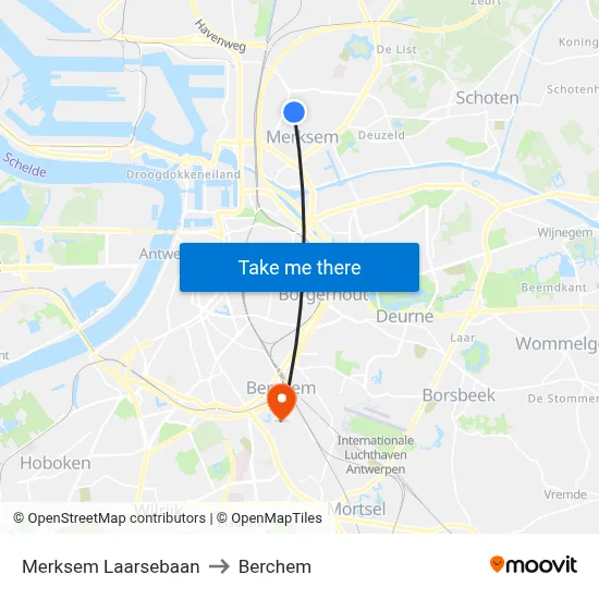 Merksem Laarse Road to Berchem map