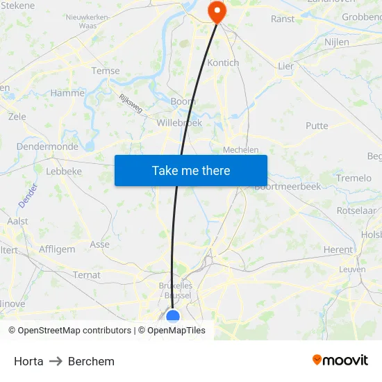 Horta to Berchem map