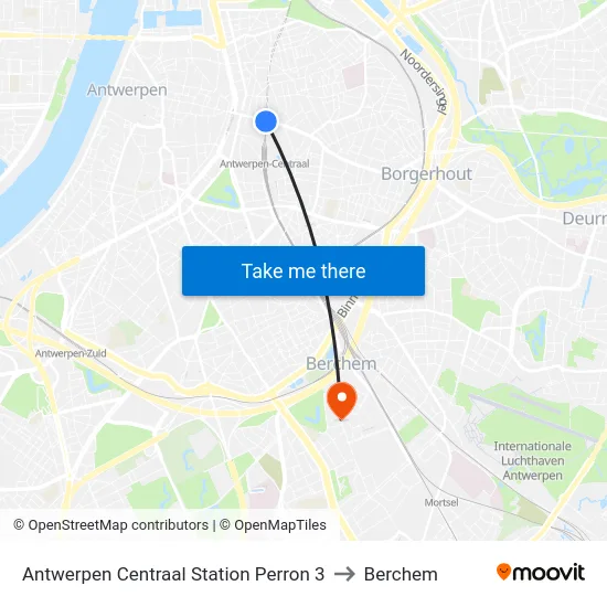 Antwerpen Centraal Station Perron 3 to Berchem map