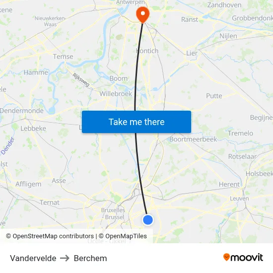 Vandervelde to Berchem map