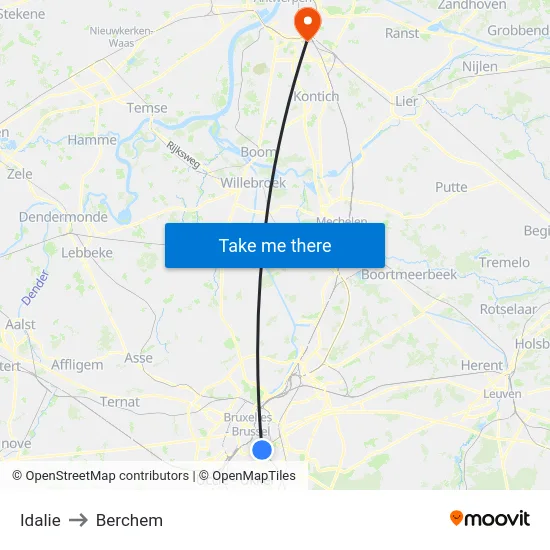 Idalie to Berchem map