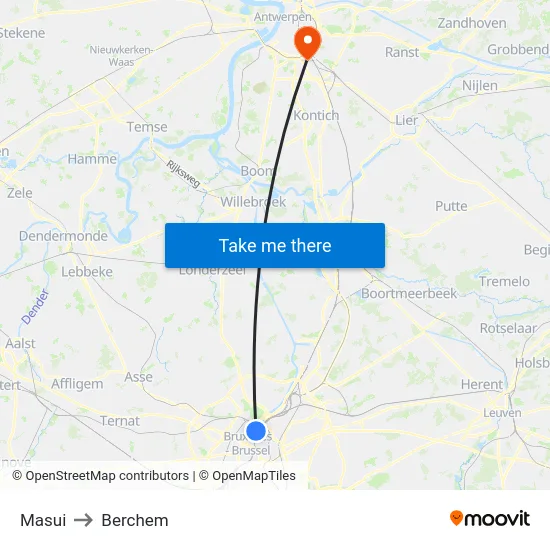 Masui to Berchem map