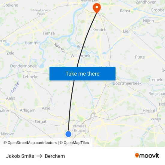 Jakob Smits to Berchem map