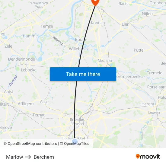 Marlow to Berchem map