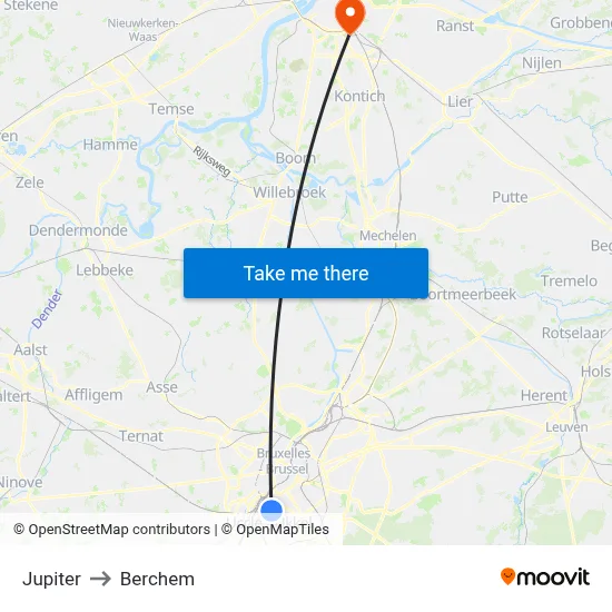 Jupiter to Berchem map