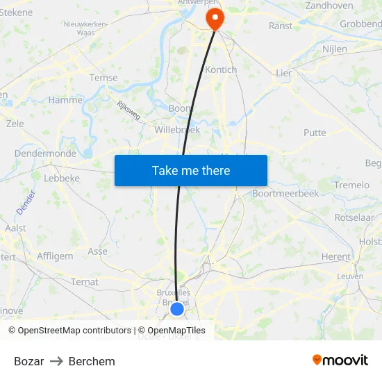 Bozar to Berchem map