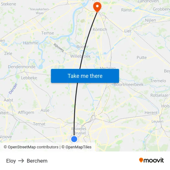Eloy to Berchem map