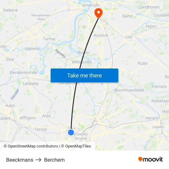 Beeckmans to Berchem map