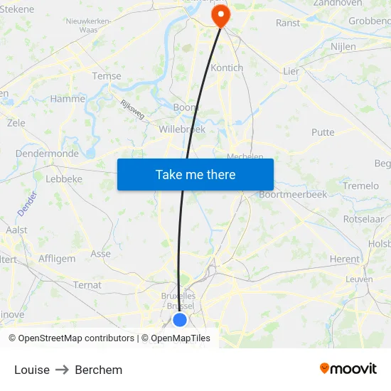 Louise to Berchem map
