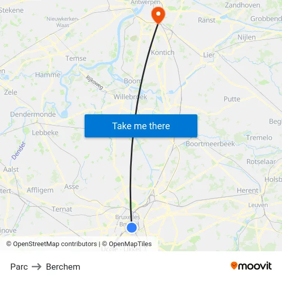 Parc to Berchem map