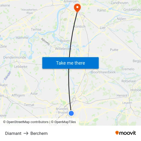 Diamant to Berchem map