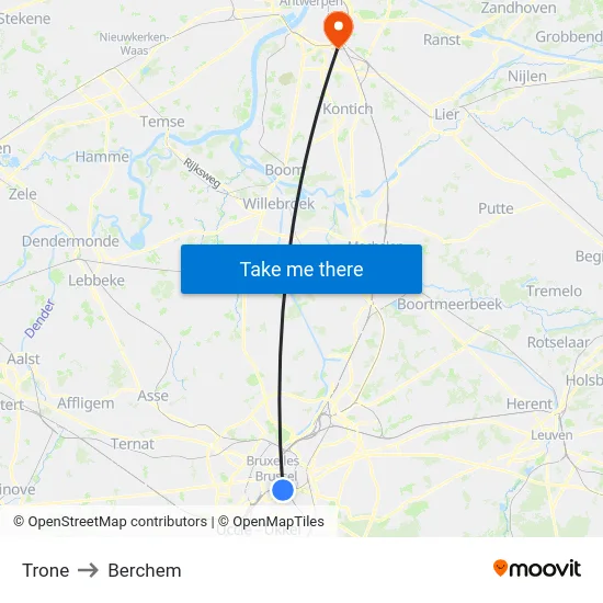 Trone to Berchem map