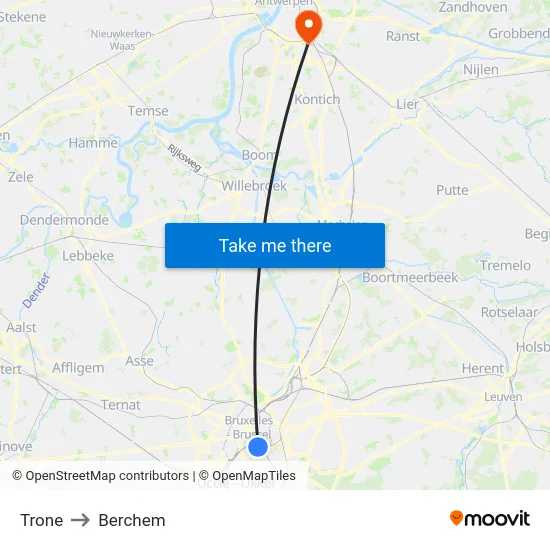 Trone to Berchem map