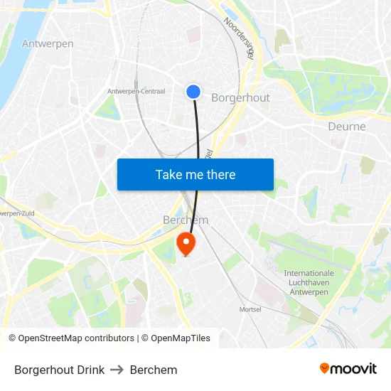 Borgerhout Drink to Berchem map