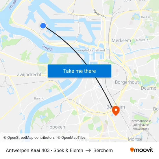 Antwerpen Kaai 403 - Spek & Eieren to Berchem map
