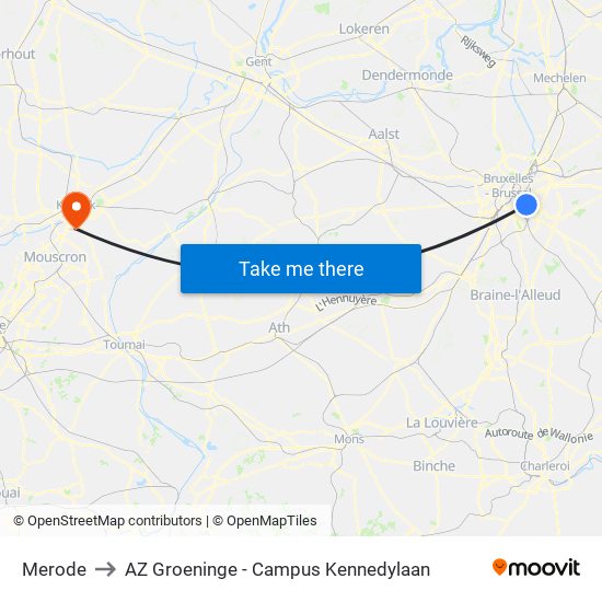 Merode to AZ Groeninge - Campus Kennedylaan map