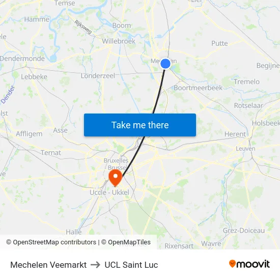 Mechelen Veemarkt to UCL Saint Luc map