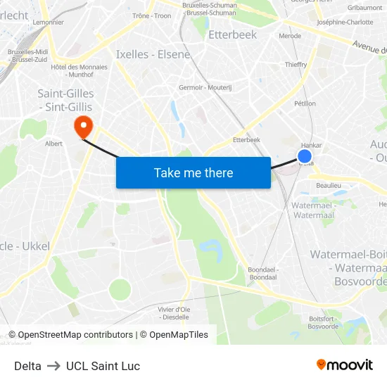 Delta to UCL Saint Luc map