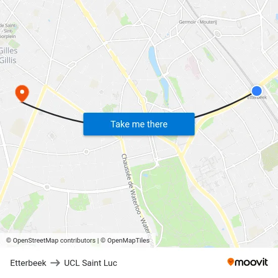 Etterbeek to UCL Saint Luc map