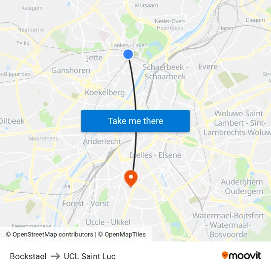 Bockstael to UCL Saint Luc map