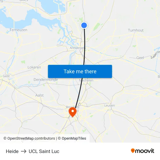 Heide to UCL Saint Luc map