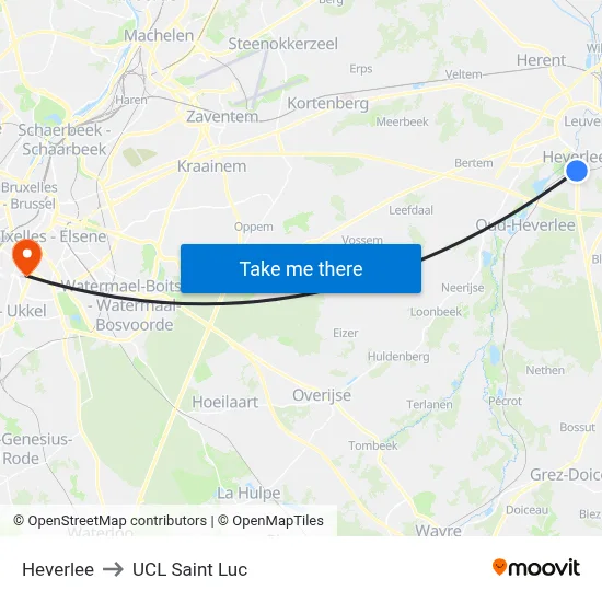 Heverlee to UCL Saint Luc map