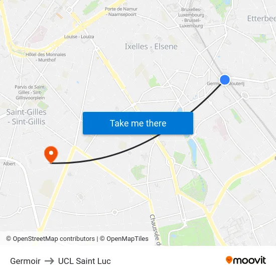 Germoir to UCL Saint Luc map