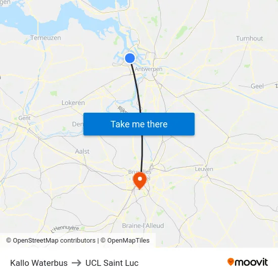 Kallo Waterbus to UCL Saint Luc map