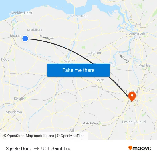 Sijsele Dorp to UCL Saint Luc map