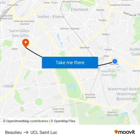 Beaulieu to UCL Saint Luc map