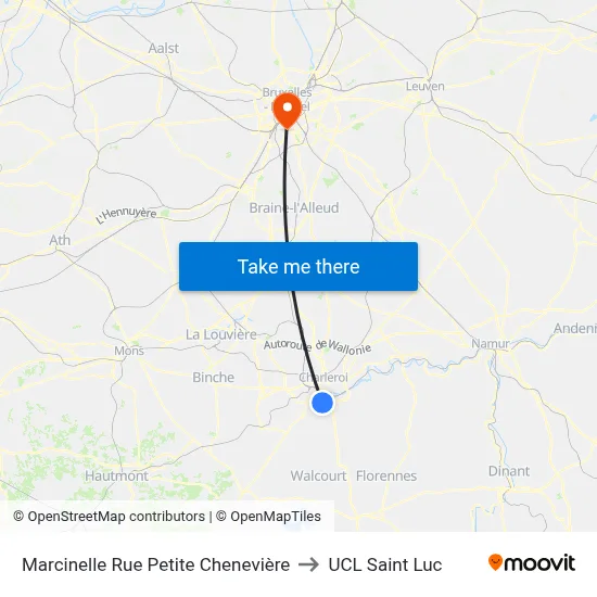 Marcinelle Little Hemp Street to UCL Saint Luc map