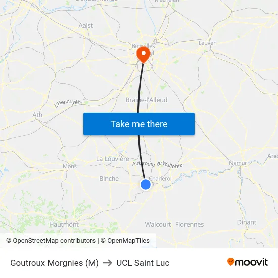 Goutroux Morgnies (M) to UCL Saint Luc map