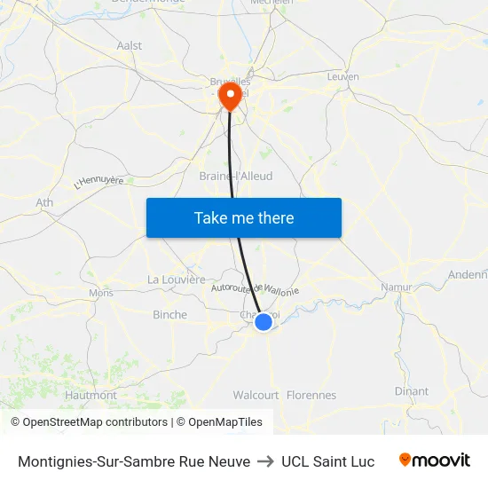 Montignies-Sur-Sambre Rue Neuve to UCL Saint Luc map