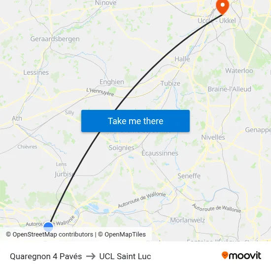 Quaregnon 4 Pavés to UCL Saint Luc map