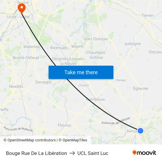 Bouge Rue De La Libération to UCL Saint Luc map