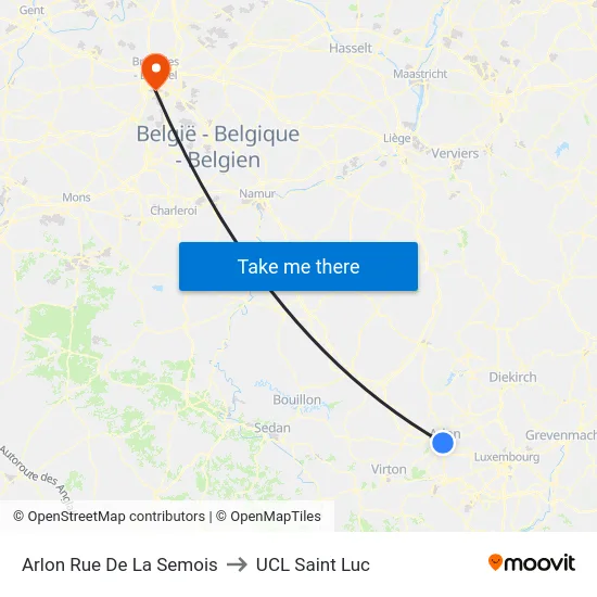 Arlon Rue De La Semois to UCL Saint Luc map