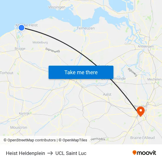 Heist Heldenplein to UCL Saint Luc map